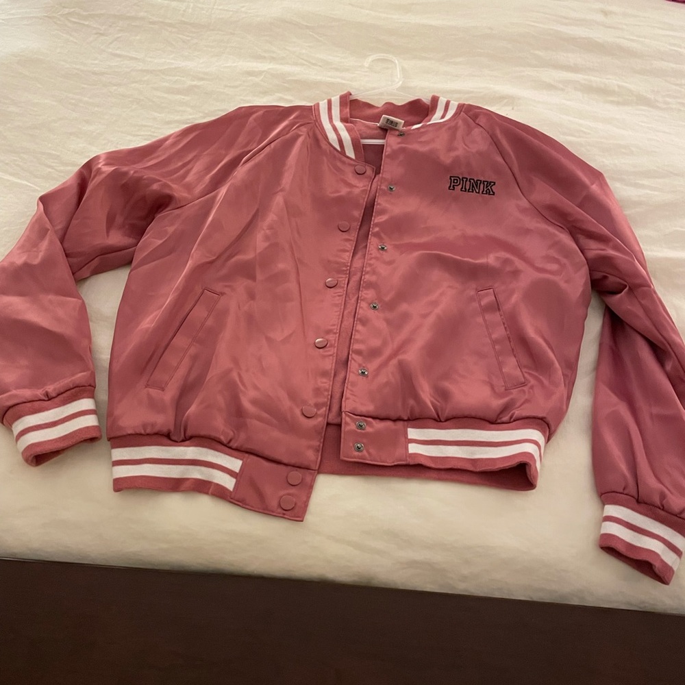 PINK satin bomber jacket!
